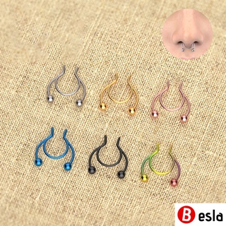 1Ps Fashion Clip-On Stainless Steel Nose Ring Non-Porous Antlers Artificial Fake Nose Ring Women's Jewelry BESLA