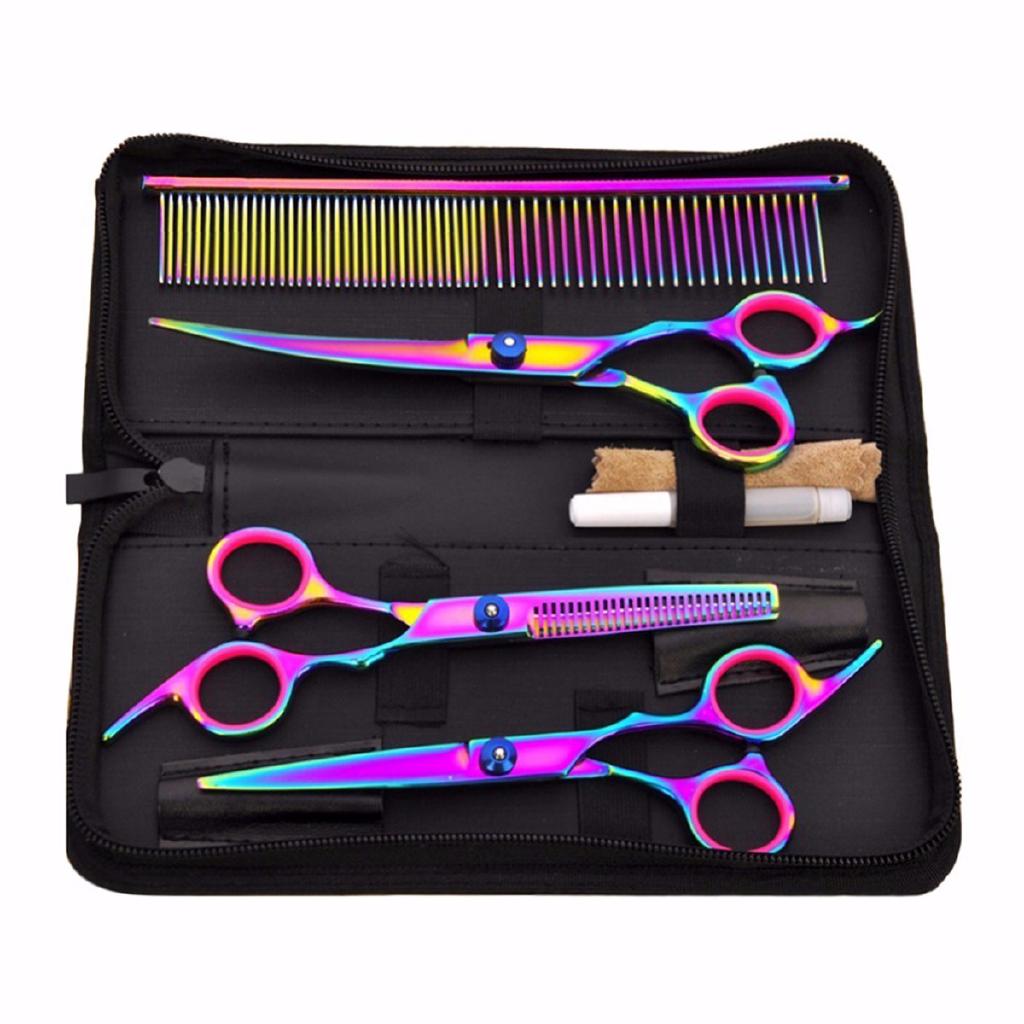 Pet Hair Cut Colorful Scissors Clippers Pet Beauty Tools Set (1)