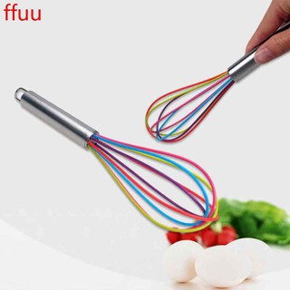 Stainless Steel Hand Shank 5 Wires Silicone Eggs Whisk Kitchen Mixer Egg Beater