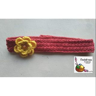 Crocheted headband for babies with crocheted flower (different sizes)