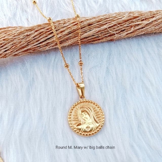 (KIMS) Circle Mama Mary stainless necklace (Message me 1st)