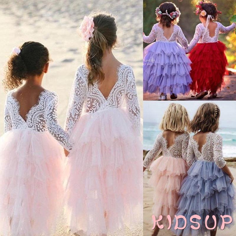 SKD-Toddler Kids Baby Girls Lace Dress Party Prom
