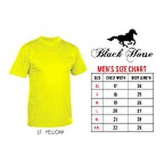 T- Shirt Round Neck Plain Shirt Unisex Adult Black Horse (LT.YELLOW)