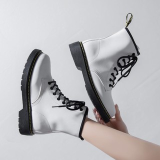 hot sale korean fashion Martin boots casual ankle short boots black white leather shoes for women801 (9)