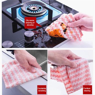 Oil Free Dishwashing Towel Kitchen Cleaning Rag Cationic Coral Pile Absorbent Cloth (2)