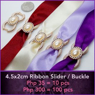 4.5x2cm Ribbon Slider / Buckle w/ Pearl (10pcs)