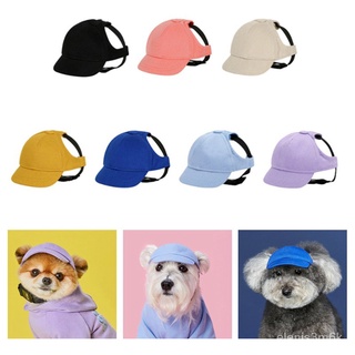 Pet Dog Hats Cat Summer Canvas Cap Outdoor Dog Baseball Cap With Ear Holes For Small Dog Sunscreen A