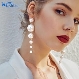 Korean Pearl Tassel Drop Earrings Elegant Women Dangle Earring Jewelry Accessories