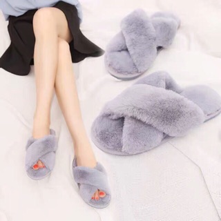 Rabbit fur Japanese fashion plush slippers indoor slip