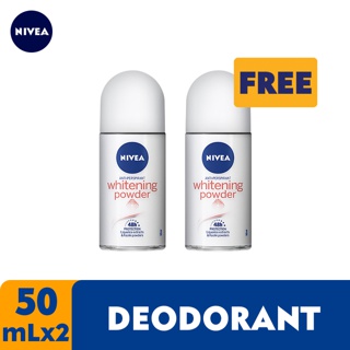 NIVEA Deodorant Whitening Powder Roll On 50ml Bundle of 2