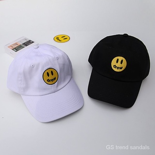 Drew House Justin BiebeSmiley Face Peaked Cap Embroidered Baseball Cap Men and Women Biber Same Style Hat