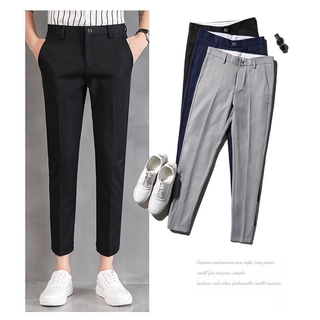 【EI KA】Pure Color Slim Fit Suit Pants Men Korean style Fashion Business All-Match Straight Suit Pants for Men