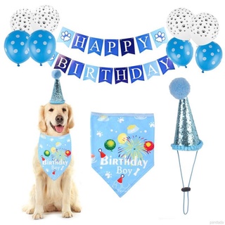◊Pet Birthday Party Decor Cat Dog Scarf Hat Collar Banner Accessories For DIY Supplies