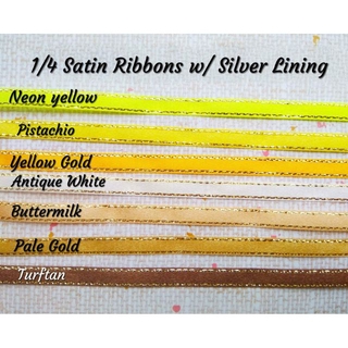 1/4 satin ribbons w/ silver lining