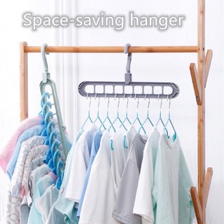 Magic Multi-Functional Space Saving Folding Clothes Hanger With Nine Hole