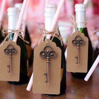 50Pack Key Bottle Opener with Tag Cards Wedding Favour Skeleton for Party Rustic Decoration