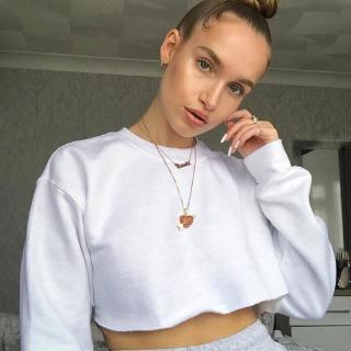 Pure color Crop Top Sports Yoga Shirts women Spring Autumn Long Sleeve round collar Sweatshirt Sports Fitness Gym Workout Shirts (4)
