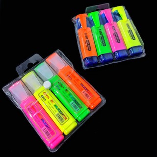 COD DVX 4pcs Chisel Tip Neon Highlighter Colored Pen Highlighters Marker School Office Supply (1)