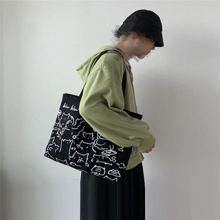 TOTE BAG Canvas Bag Female Student Korean Version Shoulder Bag Versatile Ins Japanese Lazy Style College Student Class Handbag (2)