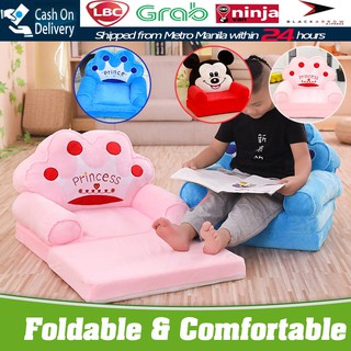 Foldable Baby Kids Cartoon Crown Sofa Seat Children Princess Chair Children Seats Cushion Kids Sofa (1)