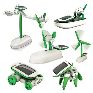 6 in 1 solar diy educational kit toy boat fan car robot