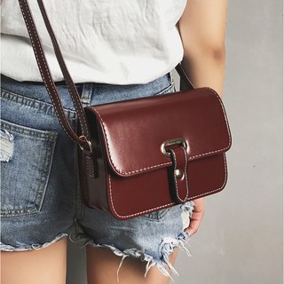 YZ Korean #2763 Shinny Leather Vintage Shoulder Sling yazi Bag