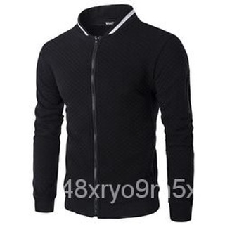 Men's Jacket Fashion Stand Collar Custom Bomber Jackets for Man Casual Zipper Coat FTen1