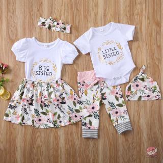 ❤J0P-Sister Matching Clothes Kids Baby Girls T-Shirt Tops Skirt Dress Little Girl Jumpsuit Romper Pants Leggings Floral Summer Outfits Set