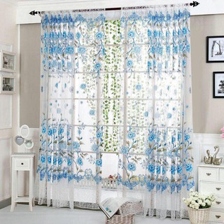 Flower Sheer Curtain Elegant Window Curtain Screening for Bedroom Living Room