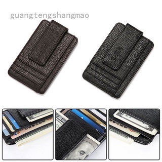 Guangtengshangmao Clip Money Clip Ultrathin Slim Leather Wallet Purse Carteira Credit ID Card Case