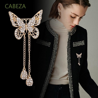 CABEZA Cubic Zircon Tassel Drop Butterfly Brooches Pin
