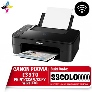 Canon Pixma E3370 Compact Wireless All-In-One with LCD Printer