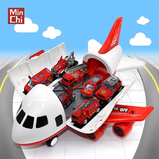 ✨Free 6 Alloy Car✨Extra-value Meal Children's Gift Airplane Toy Large Storage Transport Aircraft With Alloy Truck Truck Vehicle