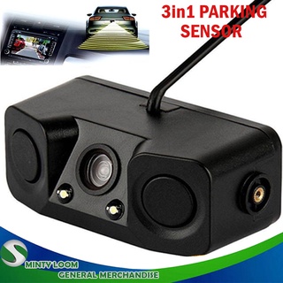 3 in 1 Waterproof Car Parking Sensor Backup Reverse Radar Detector Rear View 170° Camera