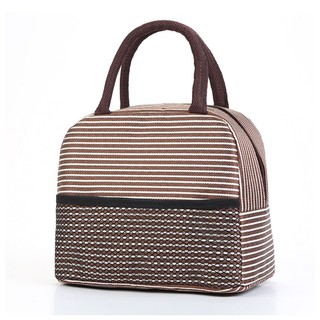 Insulated Thermal Portable Stripe Lunch Bag