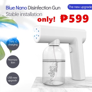 NEW USB Wireless Rechargeable Nano Spray Gun Nano Disinfection Sprayer with Blue Light Alcohol Sprayer