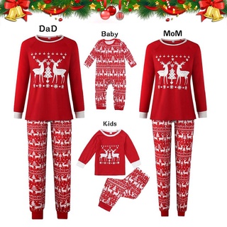 Family Matching Pajamas Christmas Deer Printed Homewear Parent-Chlid Long Sleeve Underwear Baby Clothes Family Clothes