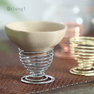 Qilong1.ph .ph 2020 Kitchen Breakfast Hard Boiled Metal Egg Cup Spiral Spring Holder Egg bracket Cup Tool
