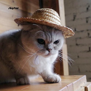 [Big Sale] ❣❣Novelty Summer Adjustable Pet Dog Outdoor Straw Hat Puppy Small Cat Sunhats (6)