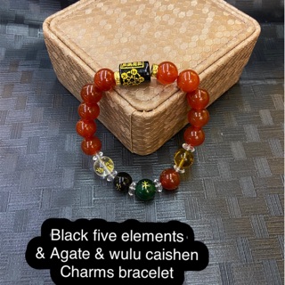 Five elements beads & black Onyx Agate ‘ wulu caishen