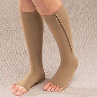 Zippered Compression Knee Socks Leg Open Toe (2)