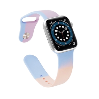 Rainbow watercolor Colorful Silicone Loop Strap for Apple Watch Bands Series 6 5 4 3 2 1 SE for iWatch 44mm 40mm 42mm 38mm Band Bands