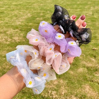 【READY STOCK】Flower Chiffon Scrunchies/ cute Lace Hair Bands/Daisy Flowers Thin Mesh Scrunchies/ Transparent Tulle Headwear /Elastic Hair