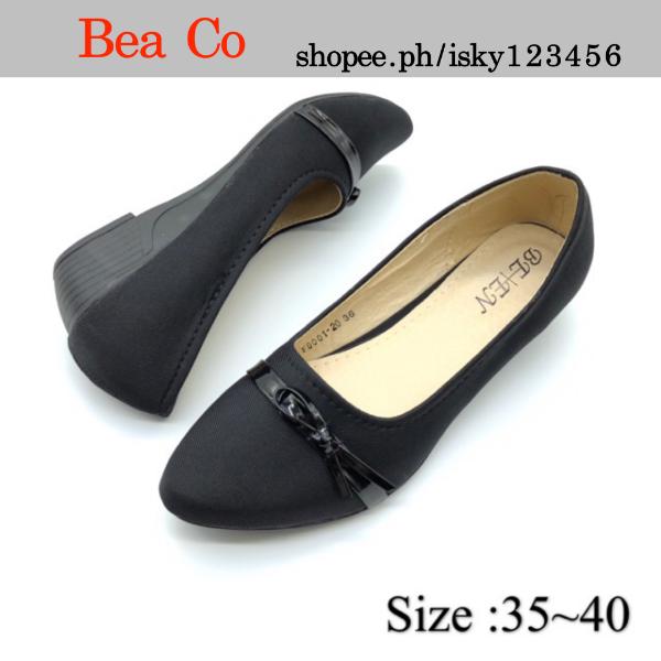 8001-20 Black School Shoes/Office Shoes/Wedge For Ladies