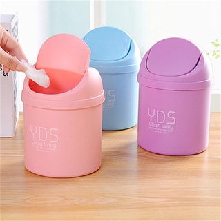 ✿✿Mini Waste Bin Desktop Home Garbage Basket Table Trash Can Swing for Home Office Table Trash Can S