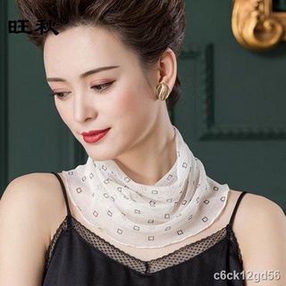 ۞✤☎Sunscreen silk snood women s hedging thin section fake collar summer mulberry silk scarves all-ma