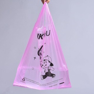 100PCS Thank you printed Lovely Shopping Bags Supermarket Plastic Bags With Handle (4)
