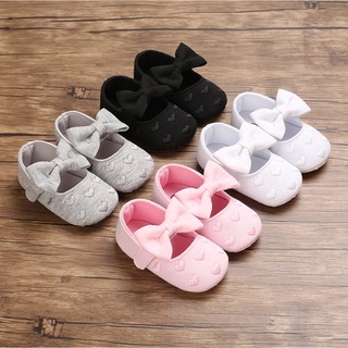(norwayforest.ph)Newborn Toddler Kids Girls Heart Print Bow Cotton Shoes Soft First Walking Shoes
