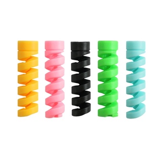 [Random Color] spiral Cable Protector Soft Silicone Charger Cable Protector Multiple Colors (1)