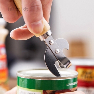 JULYFIDT Manual Stainless Steel Can Opener Wooden Handle Canned Knife Tin Can Beer Bottle Tin Jar Bottle Opener